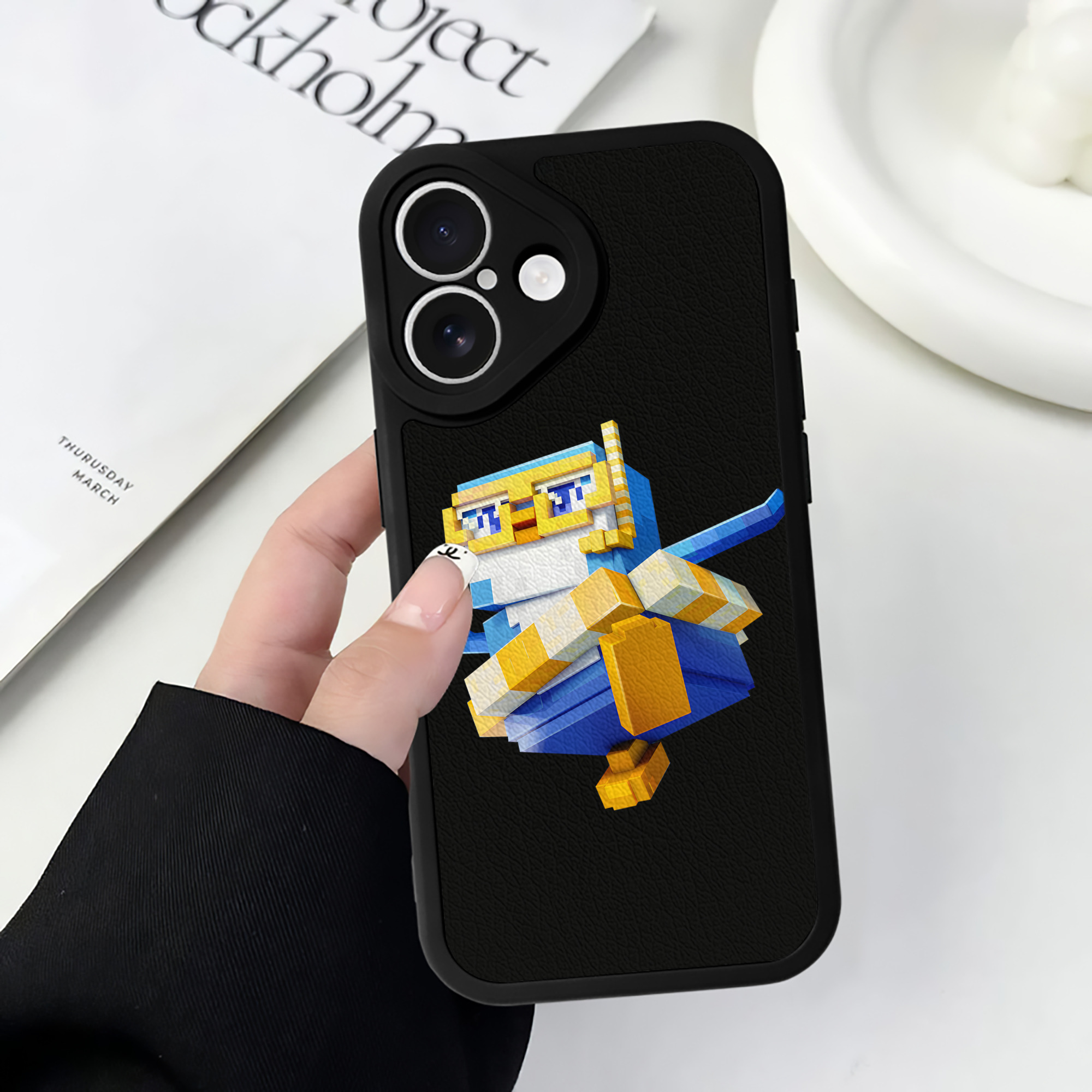 （画像用） マインクラフト ブロックの世界 Minecraft MC Block world 【iPhone 16シリーズ対応】シリコンスマホケース（レザー調） 材質：シリコン